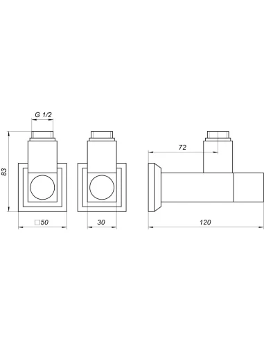 Кран полуоборотный угловой Solomon Lux 1/2 8888 Cube Chrom, 2 шт - 2