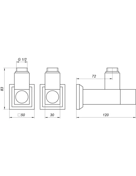 Кран полуоборотный угловой Solomon Lux 1/2 8888 Cube Chrom, 2 шт - 2