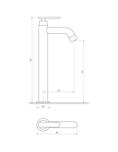 Монокран для умывальника Ecomix EMS-11RS хром - 4