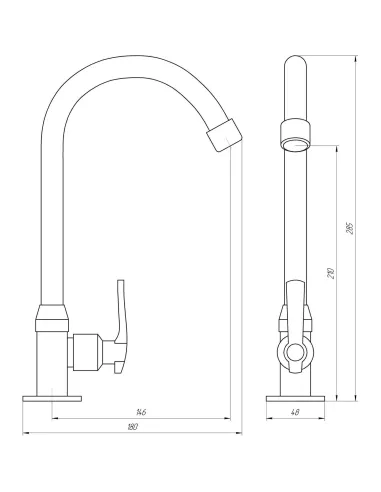 Монокран для умивальника Ecomix EMS-22R, силумін, хром - 4