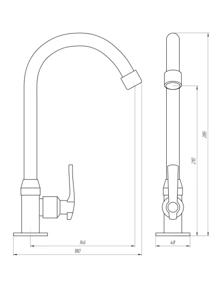 Монокран для умивальника Ecomix EMS-22R, силумін, хром - 4