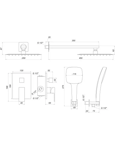 Душова система Globus Lux Smart GLM-205-BB, латунь, чорний - 9