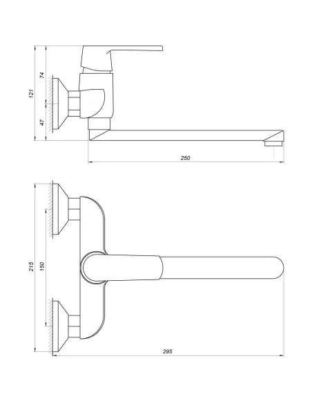 Смеситель для кухни настенный Globus Lux Laguna GLA-0104 - 7