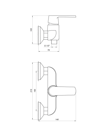Змішувач для душу Globus Lux Laguna GLA-0105, латунь, хром - 7