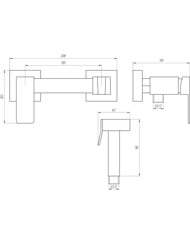Змішувач для біде Globus Lux Milano GLN-5-106MIX-Graphite, латунь, графіт - 4