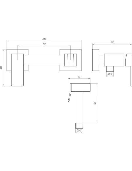 Змішувач для біде Globus Lux Milano GLN-5-106MIX-Graphite, латунь, графіт - 4