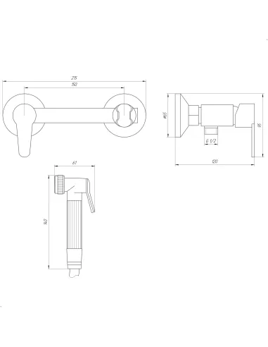 Смеситель для биде скрытого монтажа из нержавеющей стали Domino Prestige DPS-6-106MIX - 6