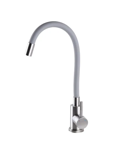 Смеситель для кухни из нержавеющей стали Globus Lux Alpen SBT1-203SG белый гофроизлив - 2