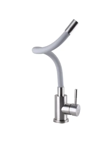 Смеситель для кухни из нержавеющей стали Globus Lux Alpen SBT1-203SG белый гофроизлив - 4