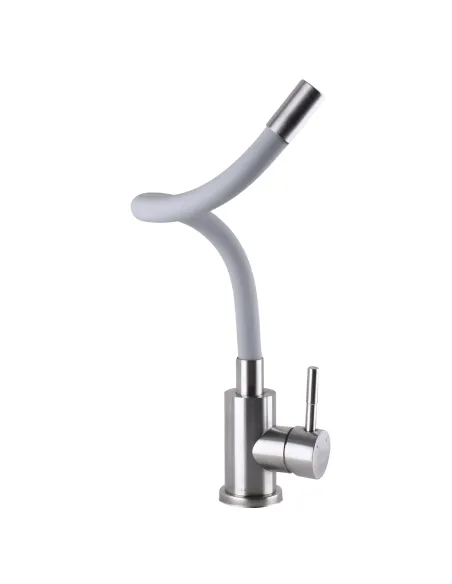 Смеситель для кухни из нержавеющей стали Globus Lux Alpen SBT1-203SG белый гофроизлив - 4