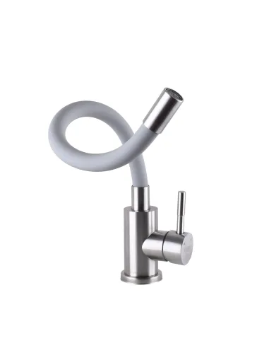 Смеситель для кухни из нержавеющей стали Globus Lux Alpen SBT1-203SG белый гофроизлив - 5