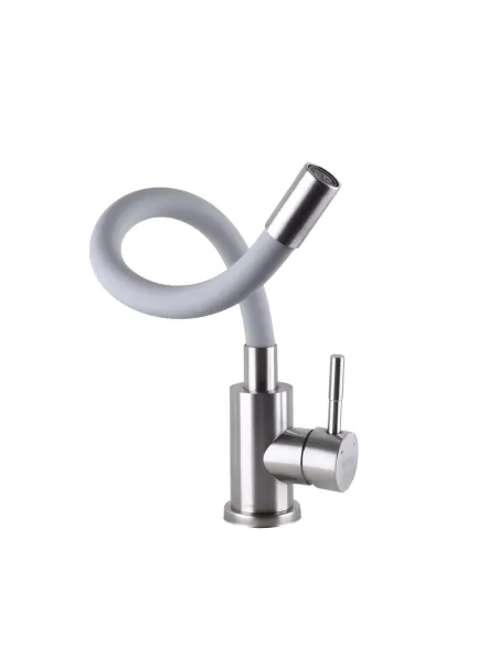 Смеситель для кухни из нержавеющей стали Globus Lux Alpen SBT1-203SG белый гофроизлив - 5