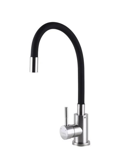 Смеситель для кухни из нержавеющей стали Ecomix Alpen SBT3-203SB с черным гофроизливом - 1
