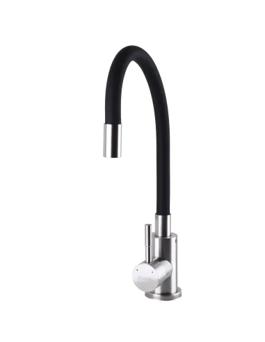 Смеситель для кухни из нержавеющей стали Ecomix Alpen SBT3-203SB с черным гофроизливом - 2