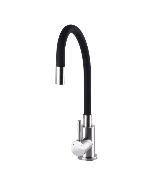 Смеситель для кухни из нержавеющей стали Ecomix Alpen SBT3-203SB с черным гофроизливом - 2