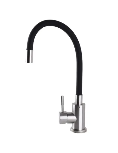 Смеситель для кухни из нержавеющей стали Ecomix Alpen SBT3-203SB с черным гофроизливом - 3