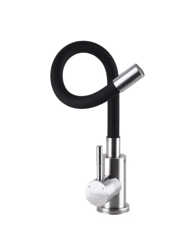 Смеситель для кухни из нержавеющей стали Ecomix Alpen SBT3-203SB с черным гофроизливом - 4