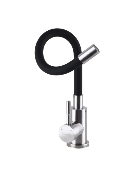 Смеситель для кухни из нержавеющей стали Ecomix Alpen SBT3-203SB с черным гофроизливом - 4