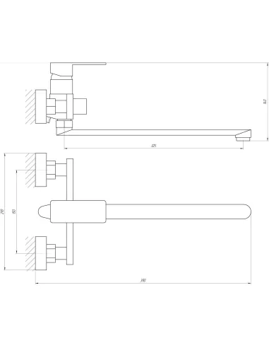 Змішувач для ванни Globus Lux Milano GLM-208N-11-Graphite, латунь, графіт - 6