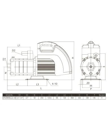 Насосная станция Optima Prime OP25WHBJL4-30 0,37 кВт, с частотным преобразователем, бак 5 литров - 7