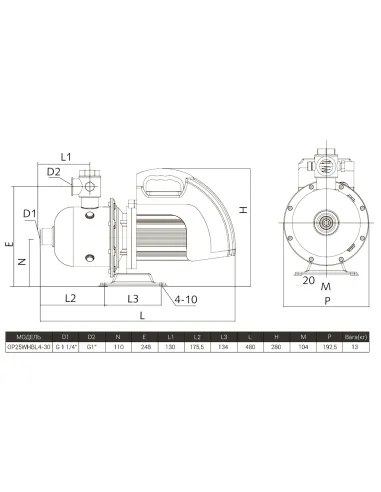 Насосна станція Optima Prime OP25WHBL4-30 0,37 кВт, з частотним перетворювачем, бак 5 літрів - 6
