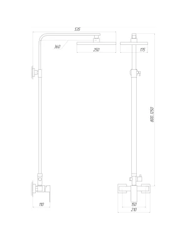 Душова система Globus Lux Sicilia SBQ-SH-125-BB чорна - 5