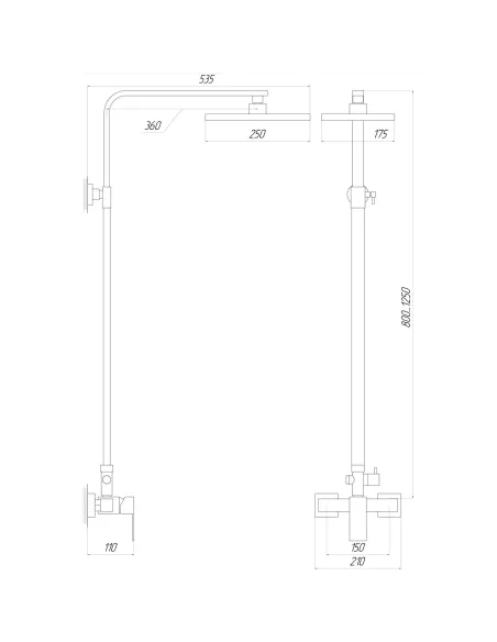 Душова система Globus Lux Sicilia SBQ-SH-125-BB чорна - 5