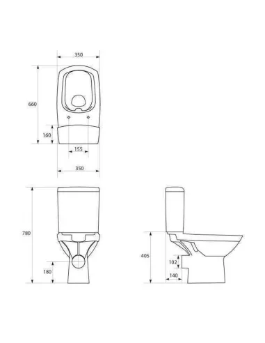 Унитаз компакт Cersanit 559 Carina Clean On 011, 3/5 л, нижний подвод воды, горизонтальный слив, сиденье - 3