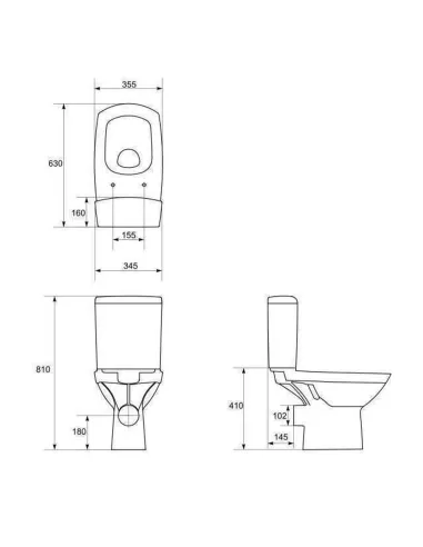 Унитаз компакт Cersanit 637 Carina Clean On 011, 3/5 л, нижний подвод воды, горизонтальный слив, сиденье - 3