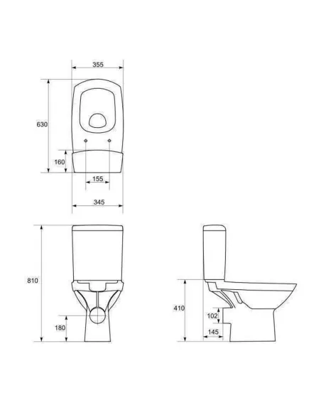 Унитаз компакт Cersanit 637 Carina Clean On 011, 3/5 л, нижний подвод воды, горизонтальный слив, сиденье - 3