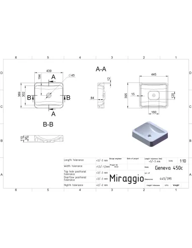 Умивальник для ванної Miraggio Geneva Mirasoft, 395х445х110 мм - 2
