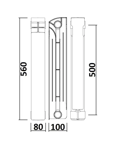 Радіатор біметалічний Queen Therm 500/100, 10 секцій - 8