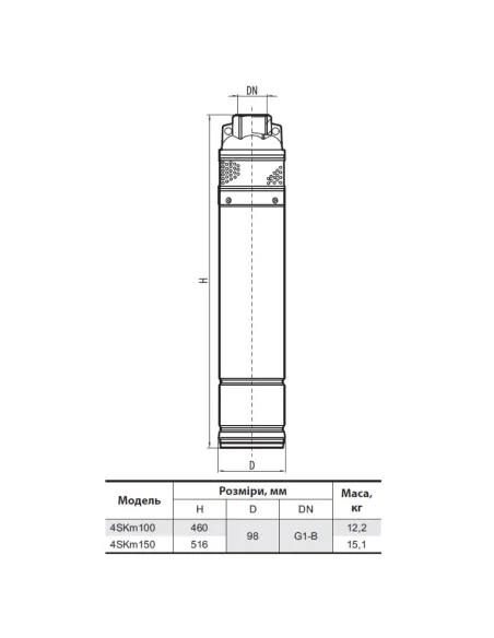 Вихровий свердловинний насос NPO 4SKm 100 1 кВт, кабель 15 метрів, пульт управління - 3