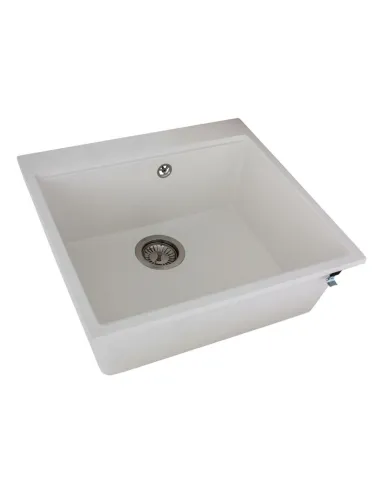 Мойка кухонная каменная прямоугольная Miraggio Lagoon 540 White, 510x541x215 мм - 4