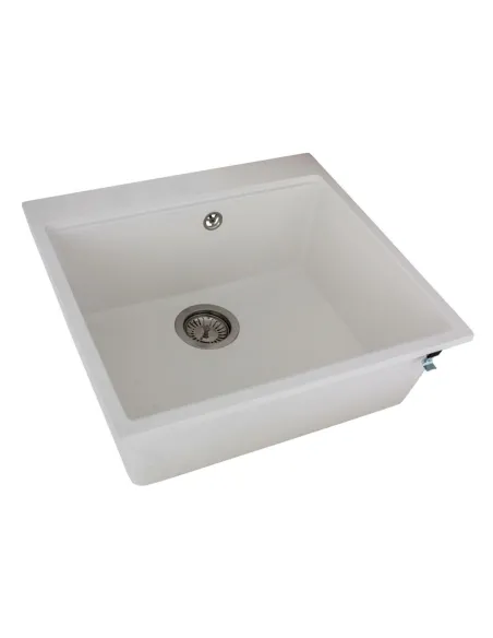 Мойка кухонная каменная прямоугольная Miraggio Lagoon 540 White, 510x541x215 мм - 4