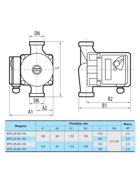Циркуляционный насос NPO BPS25-6S-180,с гайками - 2
