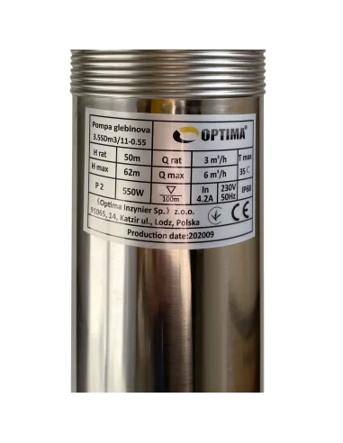 Відцентровий глибинний насос Optima 3,5SDm3/11 0.5 кВт, кабель 1.5 метра, пульт - 6