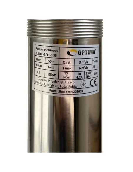 Відцентровий глибинний насос Optima 3,5SDm3/11 0.5 кВт, кабель 1.5 метра, пульт - 6