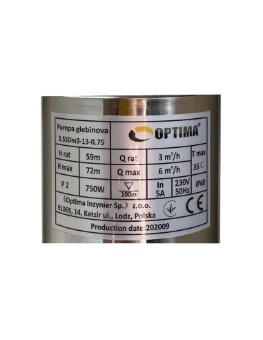 Центробежный глубинный насос Optima 3,5SDm3/13 0.5 кВт, кабель 1.5 метра - 6