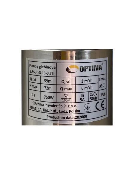 Центробежный глубинный насос Optima 3,5SDm3/13 0.5 кВт, кабель 1.5 метра - 6