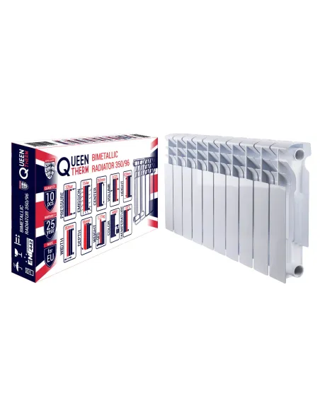 Радіатор біметалічний Queen Therm 350/96, 10 секцій - 1
