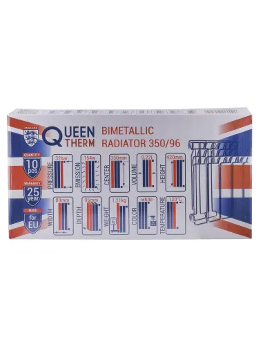 Радіатор біметалічний Queen Therm 350/96, 10 секцій - 5