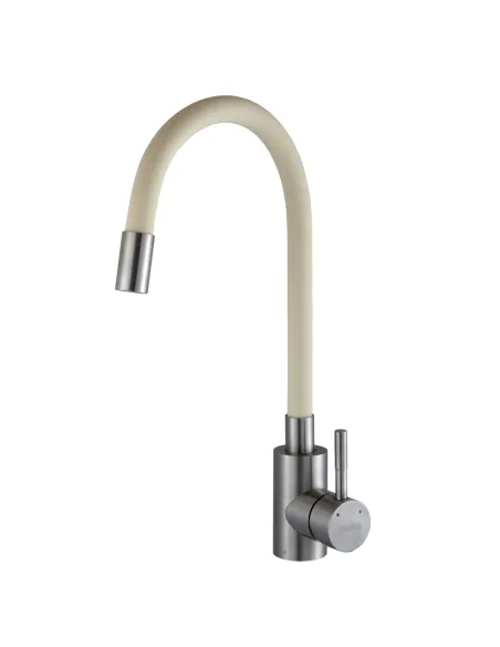 Смеситель для кухни из нержавеющей стали Globus Lux Alpen SBT1-203S-BEIGE, бежевый гофроизлив - 2