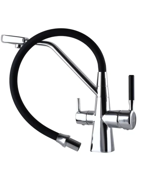 Смеситель для кухни с подключением к фильтру Globus Lux GLLR-0700-L-00-01 черный гофроизлив - 3