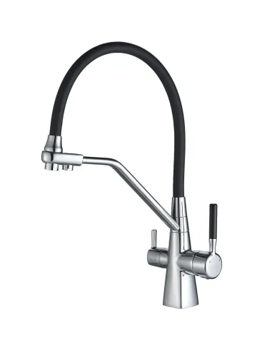 Смеситель для кухни с подключением к фильтру Globus Lux GLLR-0700-L-00-01 черный гофроизлив - 4
