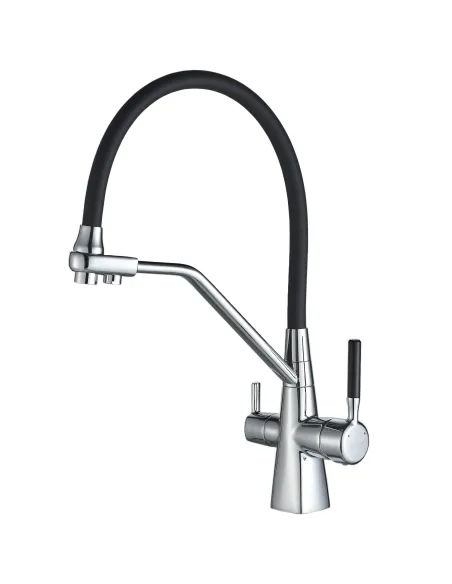Смеситель для кухни с подключением к фильтру Globus Lux GLLR-0700-L-00-01 черный гофроизлив - 4