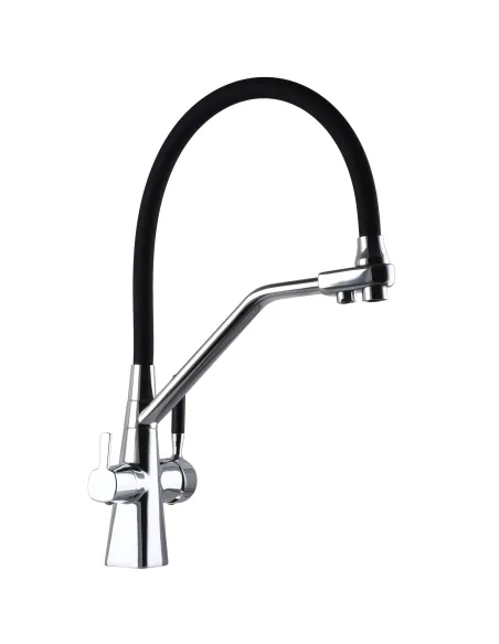 Смеситель для кухни с подключением к фильтру Globus Lux GLLR-0700-L-00-01 черный гофроизлив - 7