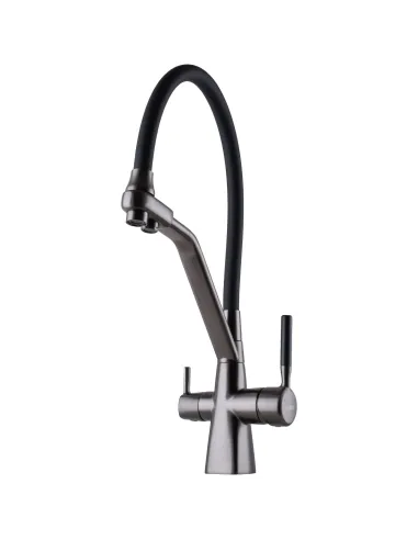 Змішувач для кухні Globus Lux GLLR-0700-L-11-01, чорний гофровилив, підключення до очищеної води - 3