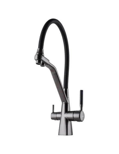 Змішувач для кухні Globus Lux GLLR-0700-L-11-01, чорний гофровилив, підключення до очищеної води - 3