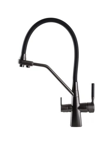 Змішувач для кухні Globus Lux GLLR-0700-L-11-01, чорний гофровилив, підключення до очищеної води - 5